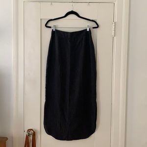 The Lady And The Sailor Black Silk Midi Skirt